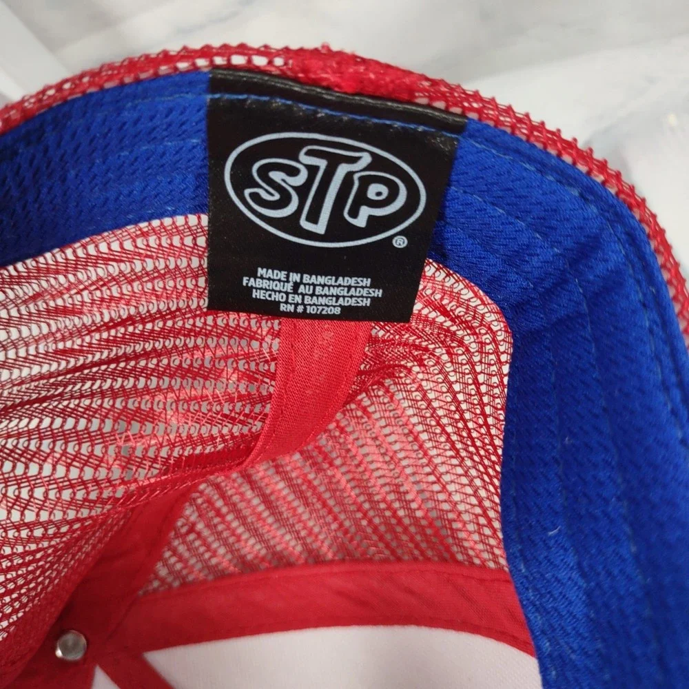 Men's Cap STP Supreme Motor Oil Trucker Hat By H3 Headwear Red White Blue